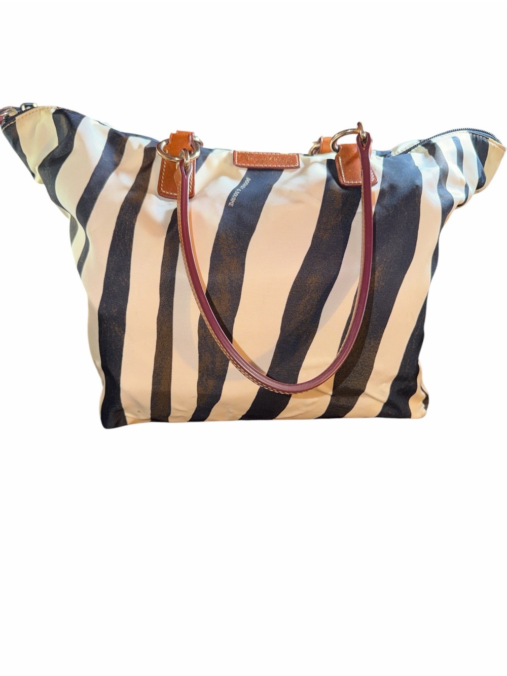Dooney & Bourke Zebra Print Nylon Shopper Tote Bag Red Lining - Picture 1 of 5